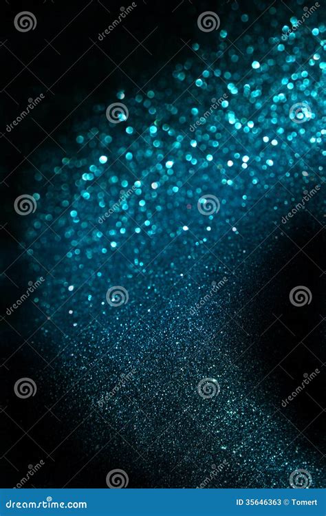 Blue Abstract Glitter Trail Background Made Of Defocused Lights Stock