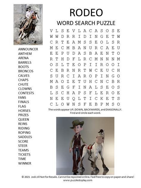 Rodeo Word Search Puzzle Puzzles To Play