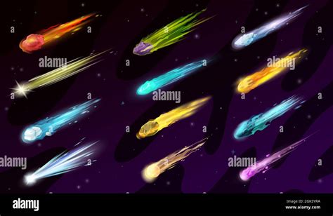 Cartoon Space Comets Asteroids Meteors Meteorites Game Asset