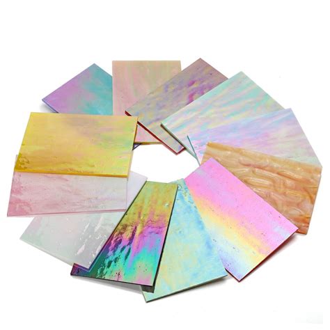 12 Sheets Iridescent Rainbow Stained Glass Sheets 4x6 Inch Etsy