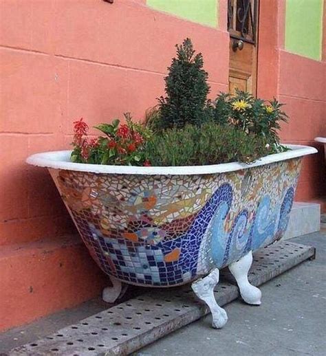 Get free shipping on qualified keter raised garden beds or buy online pick up in store today in the outdoors department. Mosaic bathtub turned flower bed | outdoors | Pinterest ...