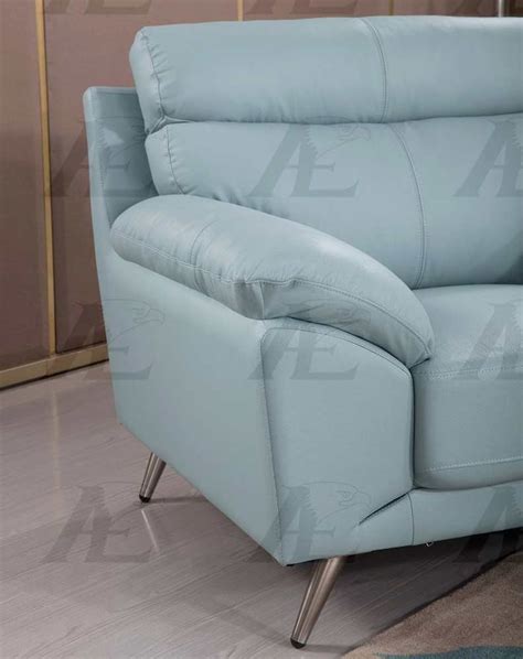 Light Blue Top Grain Leather Sofa Set Ae528 Leather Sofas