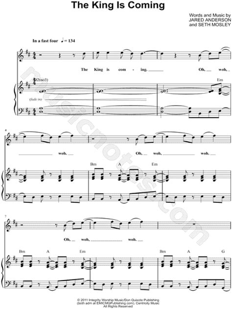 Newsboys The King Is Coming Sheet Music In D Major Transposable