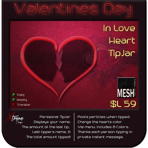 Second Life Marketplace ♥♥♥ In Love Heart Tipjar ♥♥♥ Valentines Day