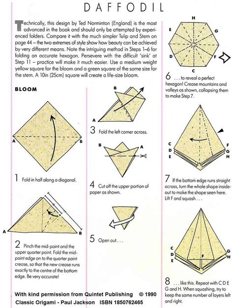 Origami Daffodil Page 1 Origami Diagrams Origami Flowers Learning