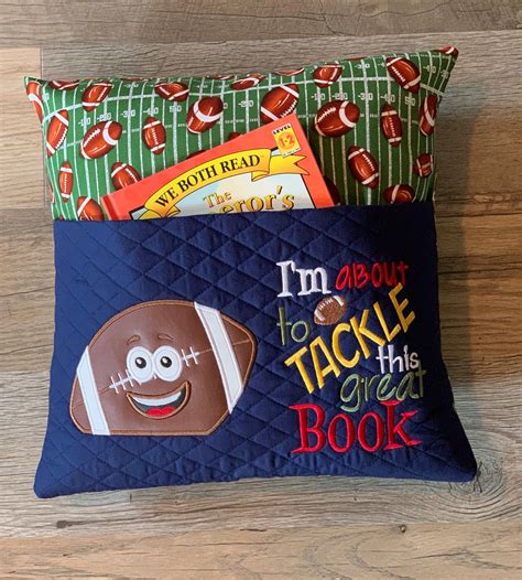 Reading Pillowembroidered Pocket Pillowfootball Pillow Etsy In 2021