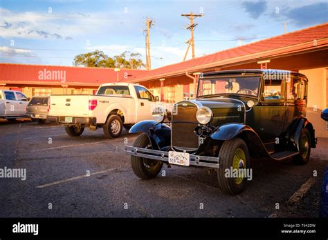 Ford Classic Car At The Parking Of Motel El Capitan On Historic Old