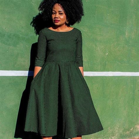 Green Flare African Print Seshoeshoe Basotho Sesotho Lesotho Shweshwe Dress By Nthabishop On