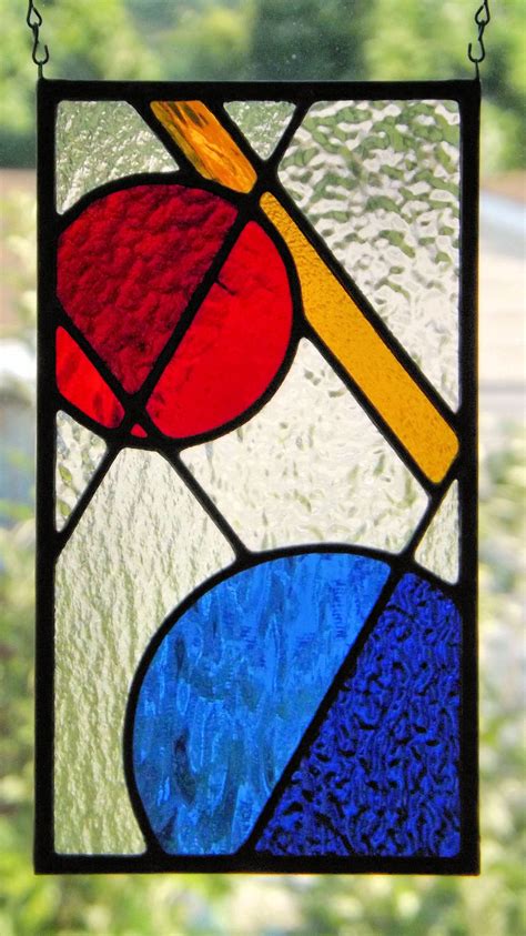 Shapes Stained Glass Geometric Abstract Panel Sun Catcher Primary