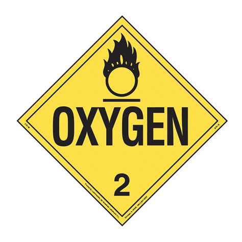 Oxygen In Label Wd Dot Container Placard Zl Zl