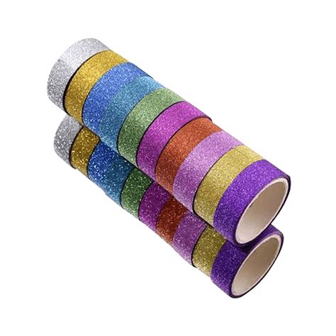 Fita Adesiva Decorativa Washi Tape Colorida Brilhante Glitter 10