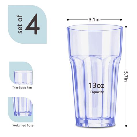 410ml Colored Plastic Cups Highball Drinking Glasses Tall Water