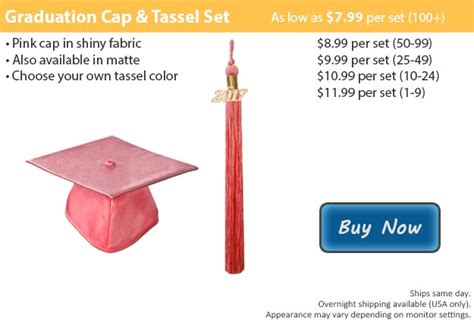 Shiny Pink Graduation Cap And Tassel Sets From Honors Graduation