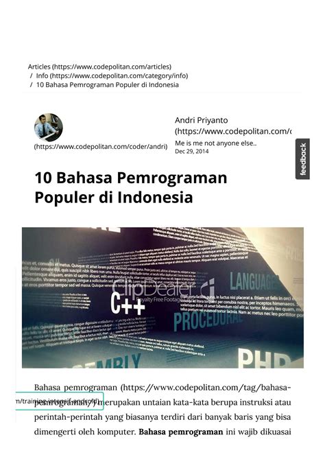 Solution 10 Bahasa Pemrograman Populer Di Indonesia Codepolitan Com 1