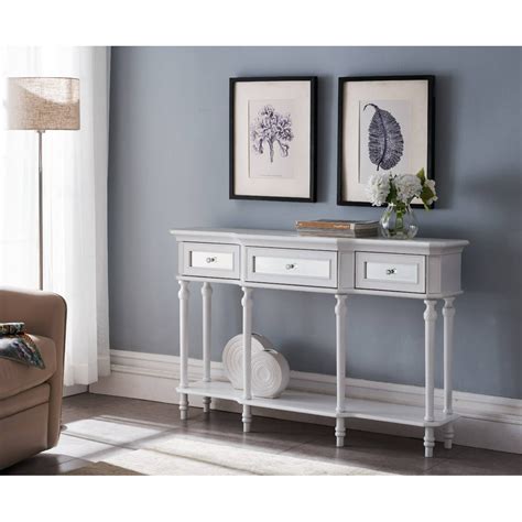 Phoenix White Wood Contemporary Storage Console Table With Drawers