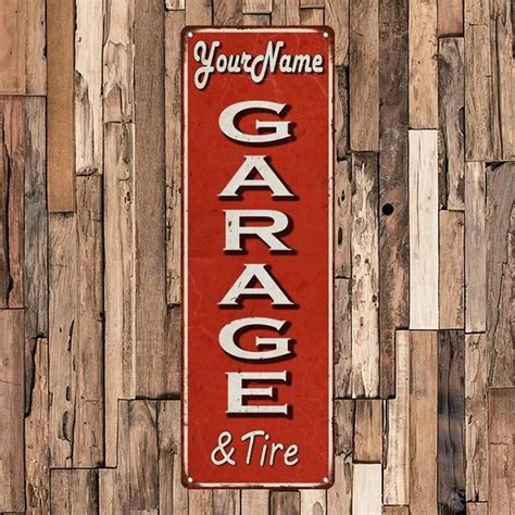 Personalized Garage Sign Your Name Distressed Look Metal Sign 6x18