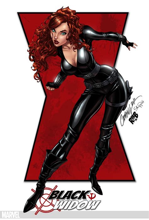 An Image Of A Woman Dressed As Black Widow In Front Of A Red Letter X