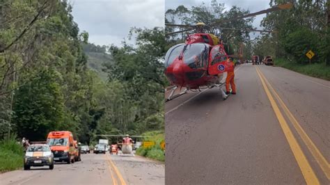 Carro Sai Da Estrada Cai Em Ribanceira E Mobiliza Helic Ptero Dos