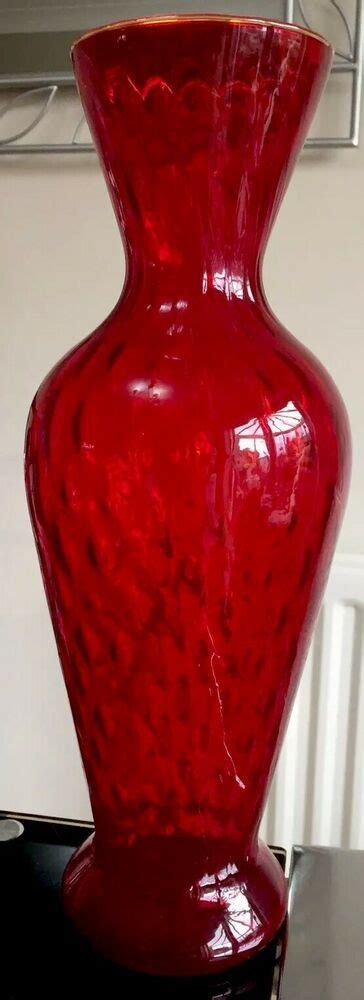 Vintage Italian Red Spiral Art Glass Vase 36 Cm Tall Hand Made Blown Ebay Vases For Sale