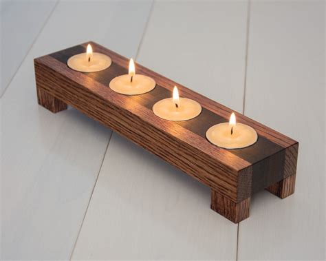 Wood Candle Holder Tea Light Candle Holder Home By Ecokazen