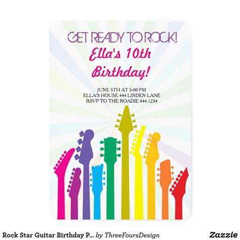 Rock Star Guitar Birthday Party Invitations In 2020