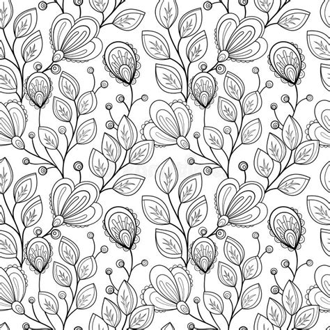 Seamless Monochrome Floral Pattern Stock Vector Illustration Of