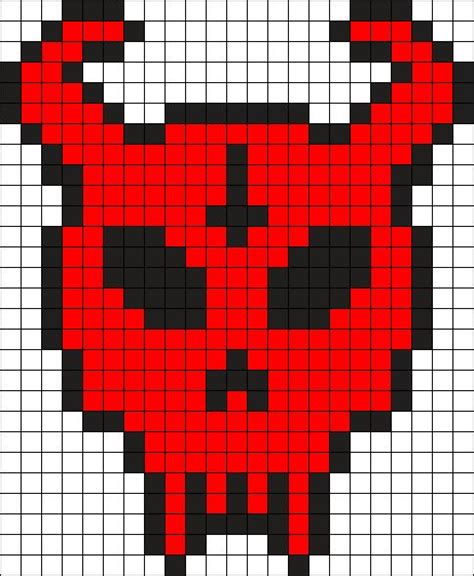 Demon Skull Perler Perler Bead Pattern Bead Sprite Pixel Art Grid