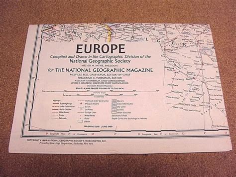 National Geographic June 1969 Supplement Wall Map Poster Europe 295