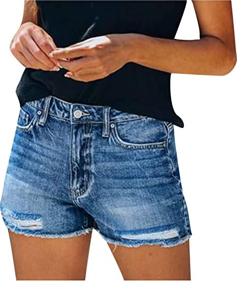 Battnot Damen Jeans Shorts Denim Kurze Hosen Sommer High Waist Bermuda