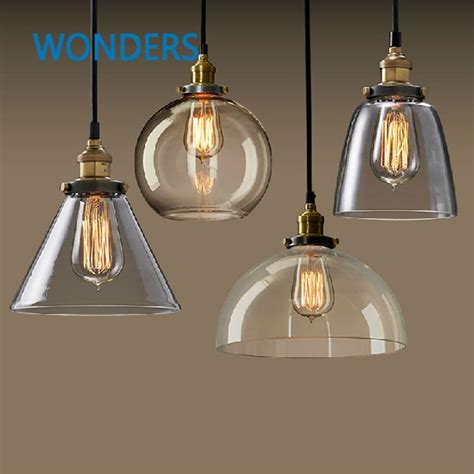 Vintage Clear Glass Loft Pendant Light Copper Hanging Lamp E27 110 220v Light Bulbs For Home