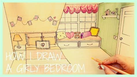 How I Draw A Girly Bedroom ♡ Speed Drawing Youtube