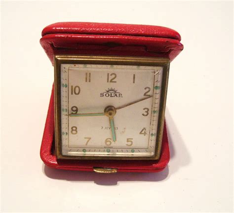Vintage Travel Alarm Clock Solar Brand Germany 7 Jewels As Etsy