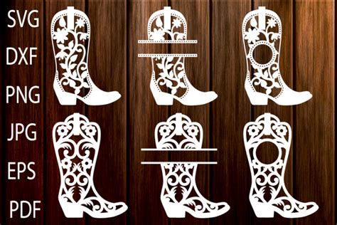 Cowgirl Boots Svg Cowboy Boots Monogram Frames Western Svg Monogram