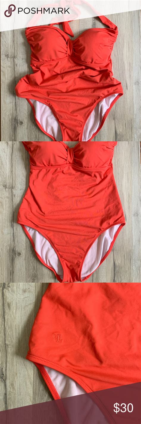 Ralph Lauren Coral One Piece Bathing Suit Size 10 One Piece Bathing