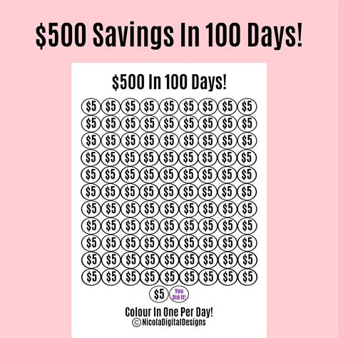 5000 Money Saving Challenge Printable Save 5000 In 50 Days Savings