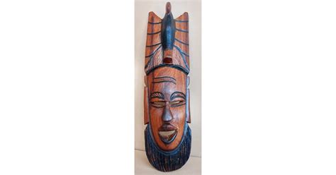 Masca Africana Senegal Arta Tribala Sculptura In Lemn 48 Cm Arhiva