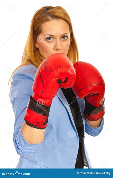 Business Woman With Boxing Gloves Stock Photo Image Of Modern