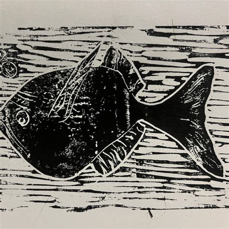 Fish Lino Print Etsy