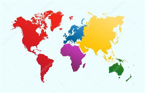 Mapa Del Mundo Atlas Continentes Coloridos Archivo Vectorial Eps10 2022
