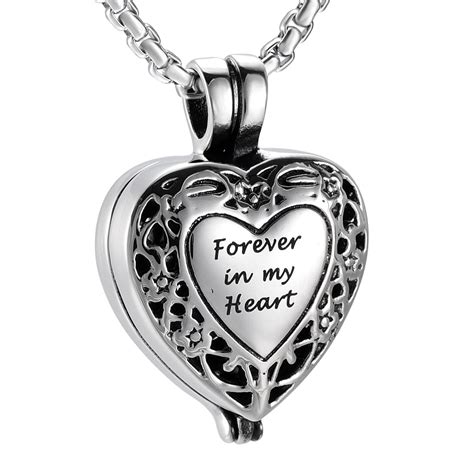 Jj001 Forever In My Heart Stainless Steel Cremation Locket Necklace For