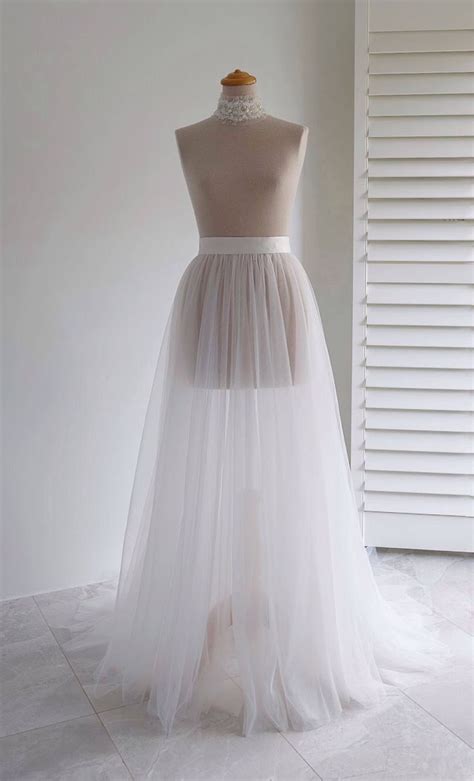 Bridal Tulle Skirt Overlay Full Length Tutu Floor Length Tulle Train