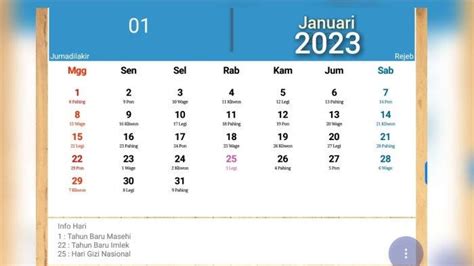 Kalender Jawa Selasa Kliwon 24 Januari 2023 Terbaru Penanggalan Jawa