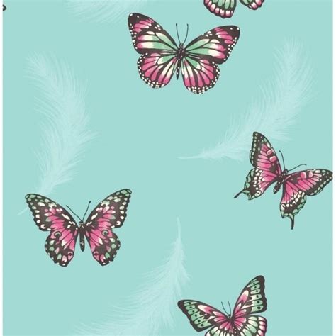 Butterflies Feather Wallpaper Teal Fd40919 Butterfly Wallpaper