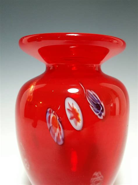Vintage Murano Italian Art Glass Vase Cased Cherry Red Etsy Uk