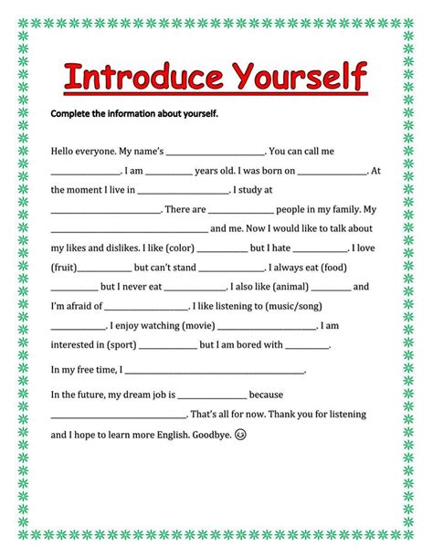 Introduce Yourself Interactive Exercise Live Worksheets