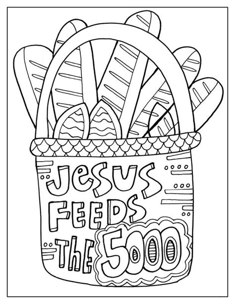 Jesus Feeds The Sunday School Coloring Pages Bible School