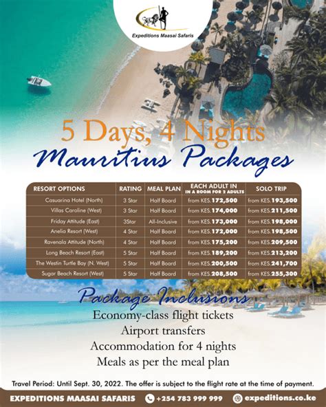 5 Days 4 Nights Mauritius Holiday Packages Expeditions Maasai