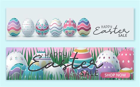 Happy Easter Sale Banner With Easter Eggs 1012929 Vector Art At Vecteezy