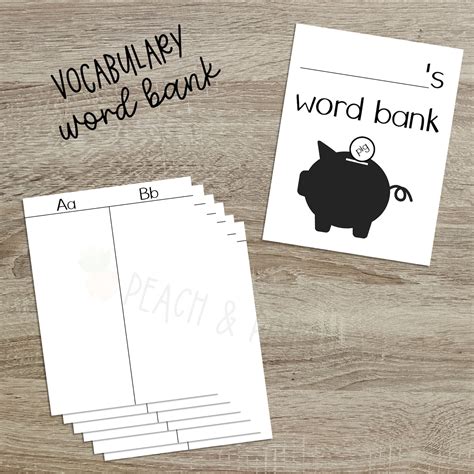 Word Bank Vocabulary Printable Digital Download Instant Download