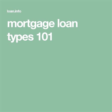 Mortgage Loan Types 101 Mortgage Loans Mortgage Loan